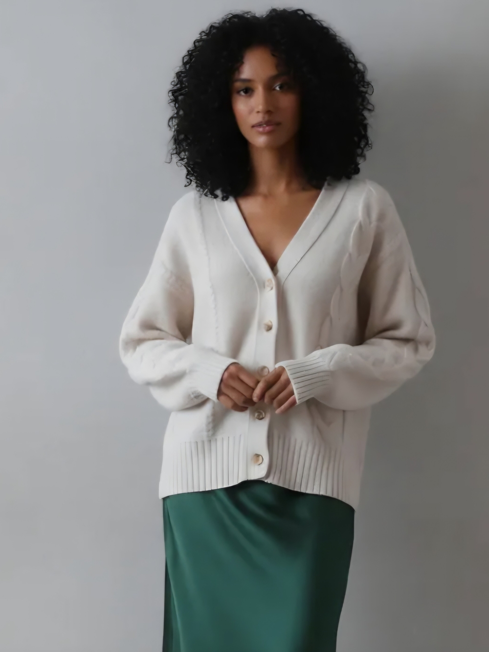 STAUD V-Neck Button-Front Cardigan Size Small
